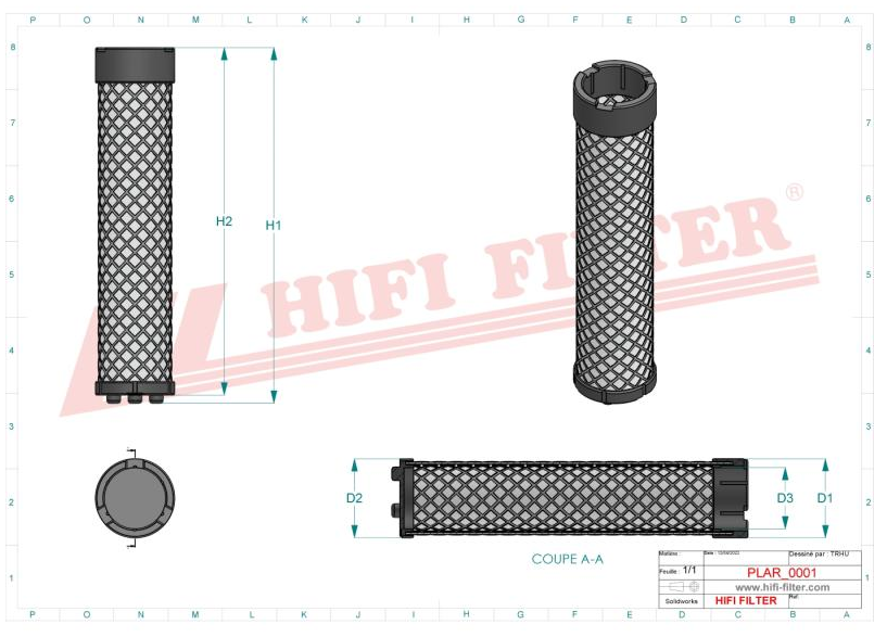 Air filter SA 16302 HIFI FILTER for KUBOTA BOBCAT BOMAG CASE